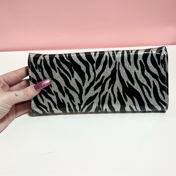 Vintage Y2K mcbling zebra glitter animal print wallet - Picture 3 of 5
